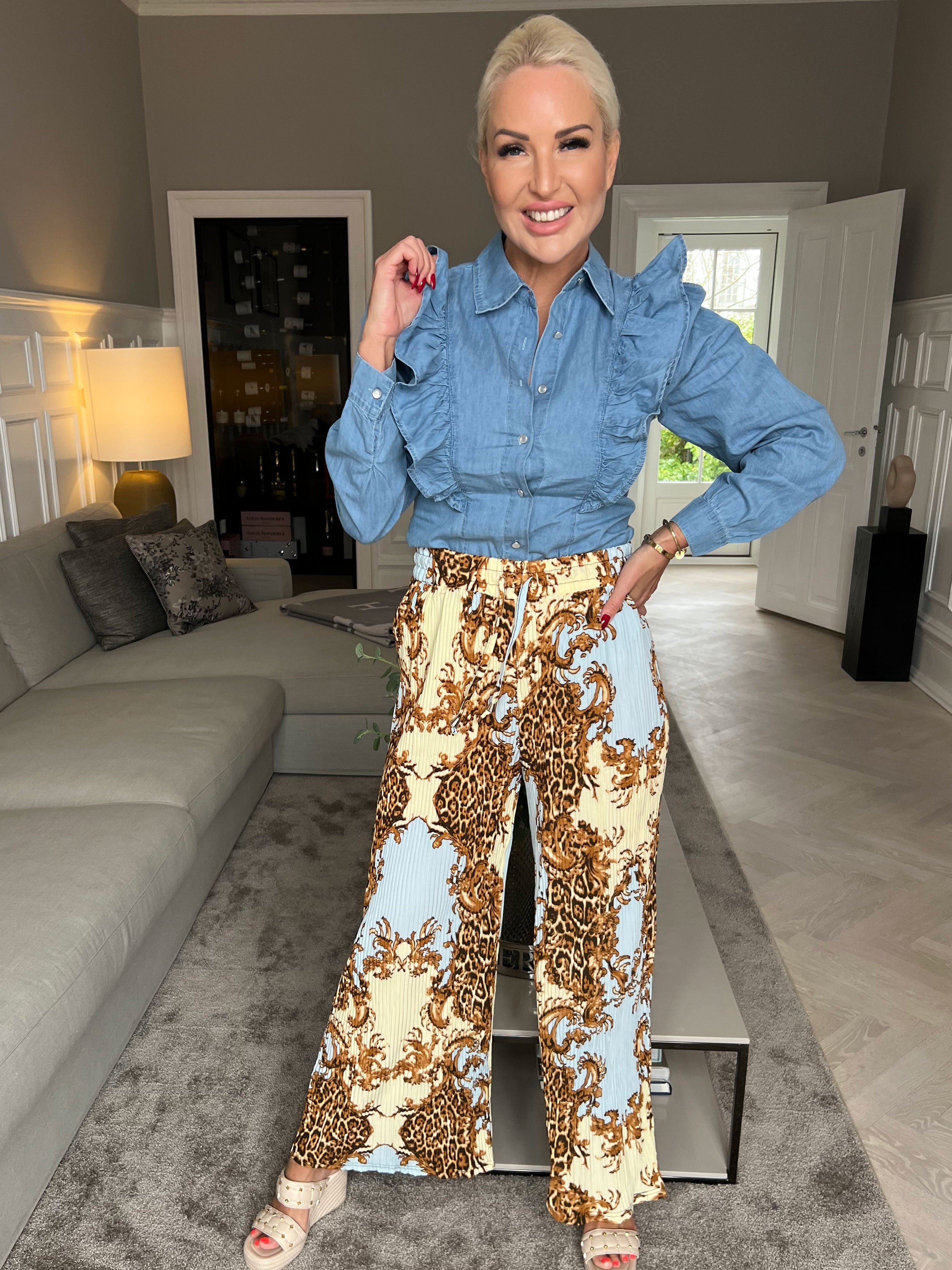 Sophia - Söta plisserade byxor med elastisk linning - Orange